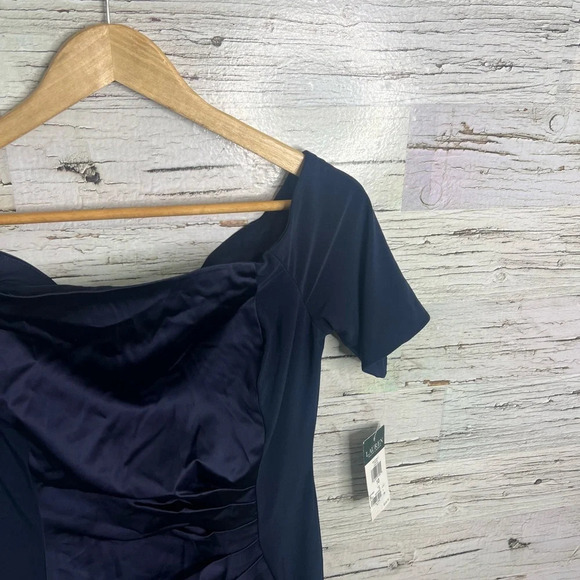 Lauren Ralph Lauren dress navy blue ruched midi size 10 NWT - Picture 5 of 9